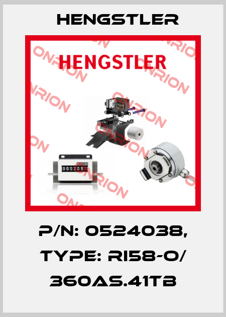 p/n: 0524038, Type: RI58-O/ 360AS.41TB Hengstler