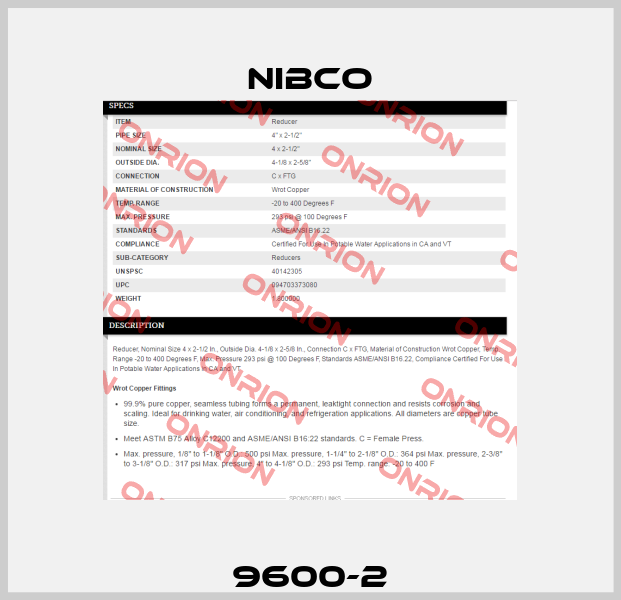  9600-2  Nibco
