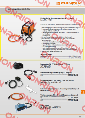 91430/Hydraulische Akkupumpe CP700 (mit Display) - ersetzt 91423 WEITKOWITZ