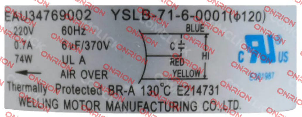 EAU34769002 /YSLB-71-6-001 Guangdong Welling Motor