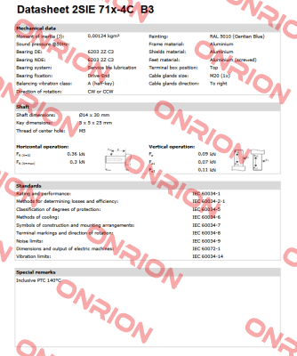 2SIE 071X-4C 0,55kW B3 230/400V-50Hz IE2 Cantoni