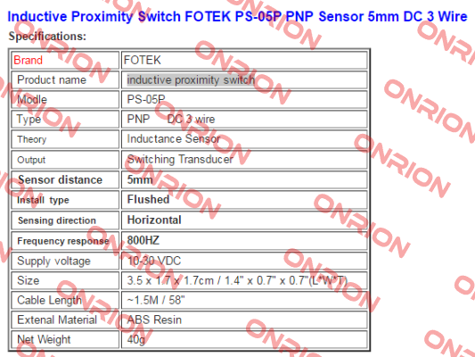 PS-05P Fotek