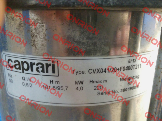 CVX041/20+F0400T211 obsolete, replacement CVX051/20+E0300T212-V  CAPRARI