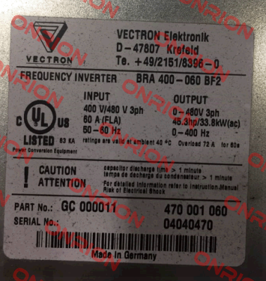 BRA 400-060 BF2  OEM Vectron