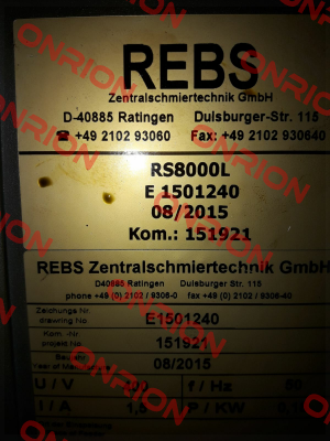 RS8000L  Rebs Zentralschmiertechnik