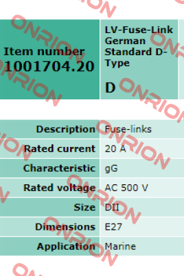 1001704.20 obsolete, replacement 1001704.20FF  Siba