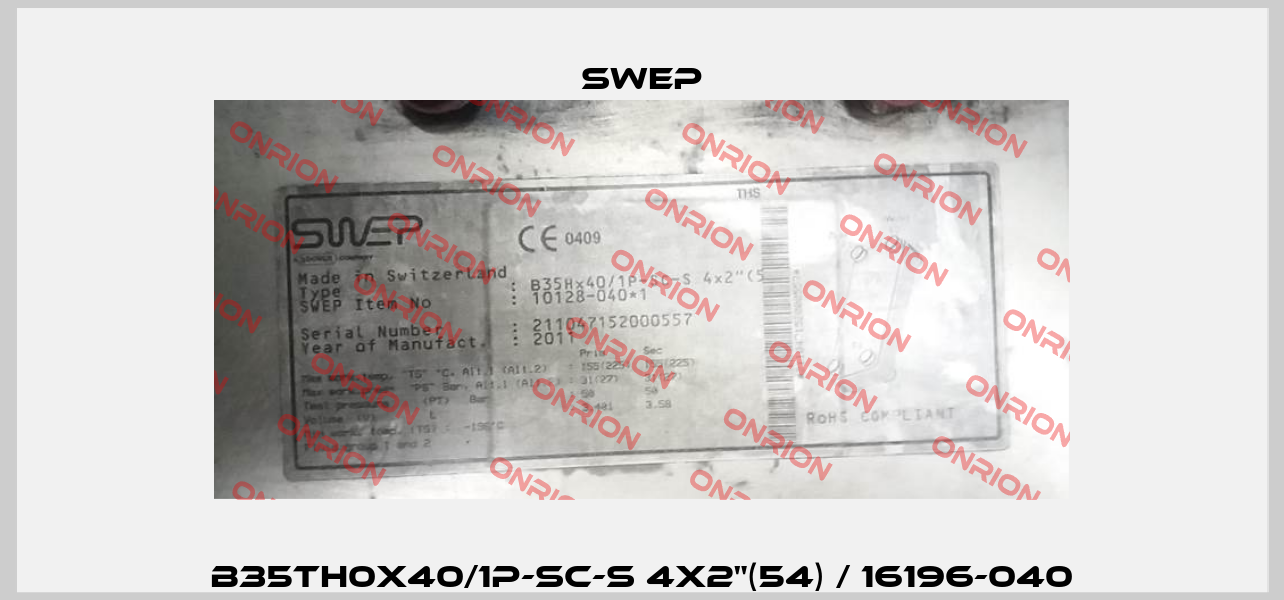 B35TH0x40/1P-SC-S 4x2"(54) / 16196-040 Swep