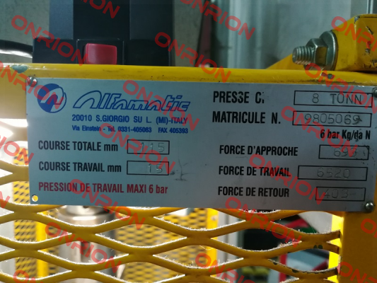 pressure regulator for 9805069 obsolete, replaced by 82931A4 REG. SY2 Alfamatic