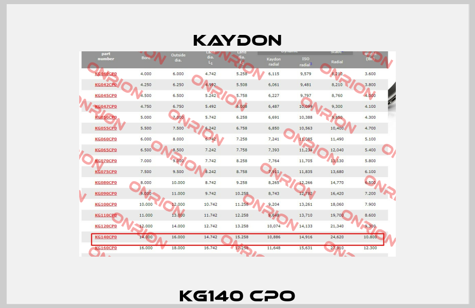 KG140 CPO Kaydon