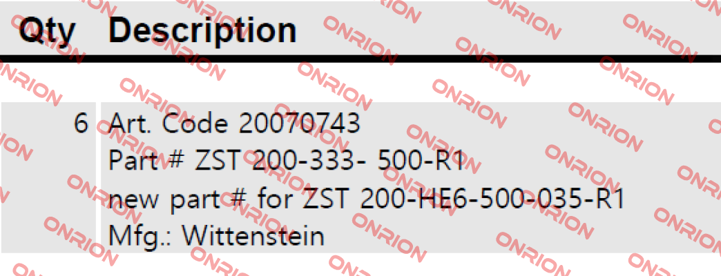 ZST 200-333-500-R1 Wittenstein