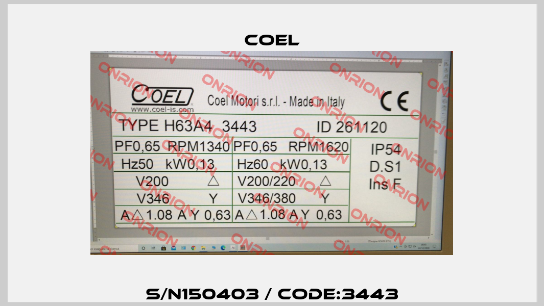 S/N150403 / Code:3443 Coel
