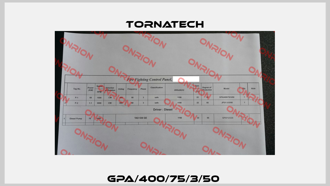 GPA/400/75/3/50  TornaTech