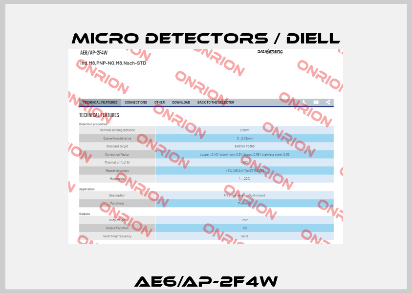 AE6/AP-2F4W Micro Detectors / Diell