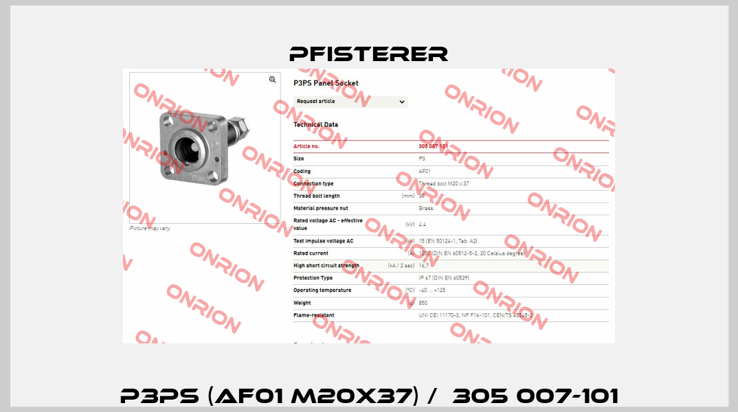 P3PS (AF01 M20x37) /  305 007-101 Pfisterer