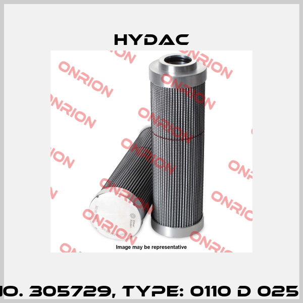 Mat No. 305729, Type: 0110 D 025 W /-V  Hydac