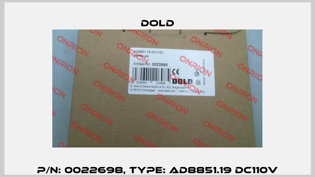 p/n: 0022698, Type: AD8851.19 DC110V Dold