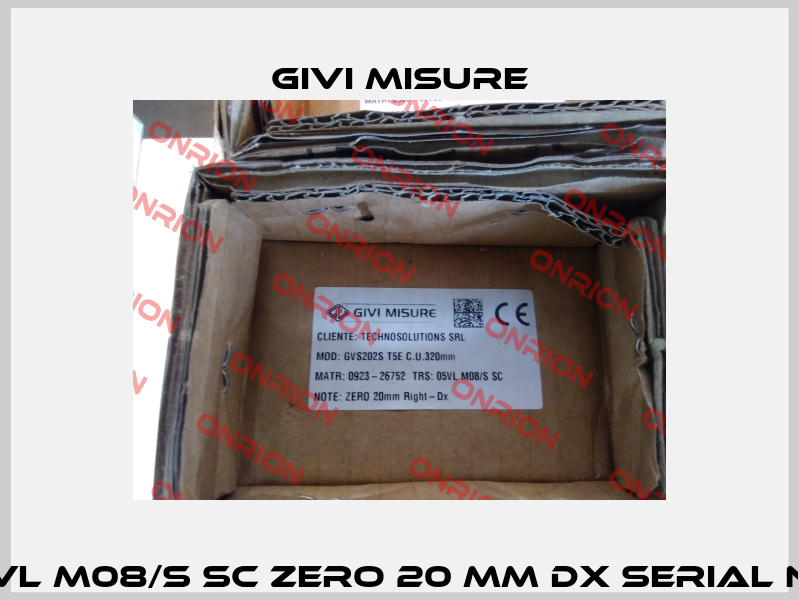 GVS202S T5E 0320 05VL M08/S SC Zero 20 mm dx Serial N. 04222247 11411 03950 Givi Misure